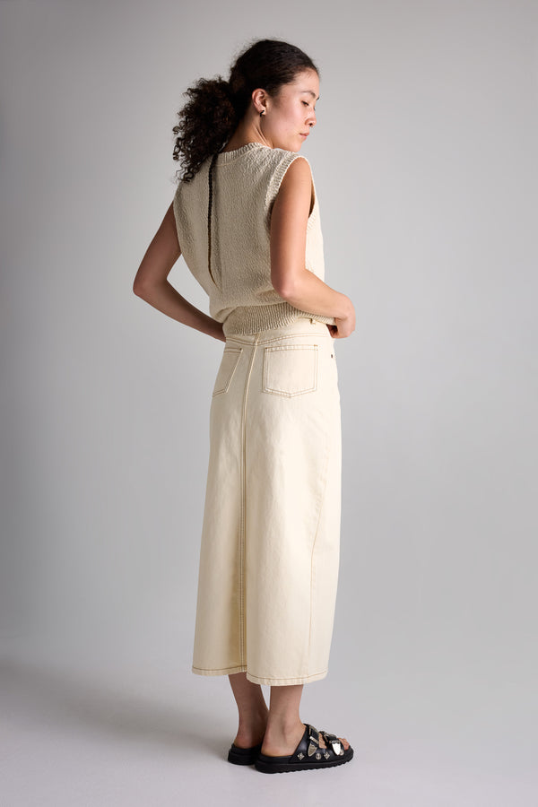 Vivendi Denim Skirt Ecru