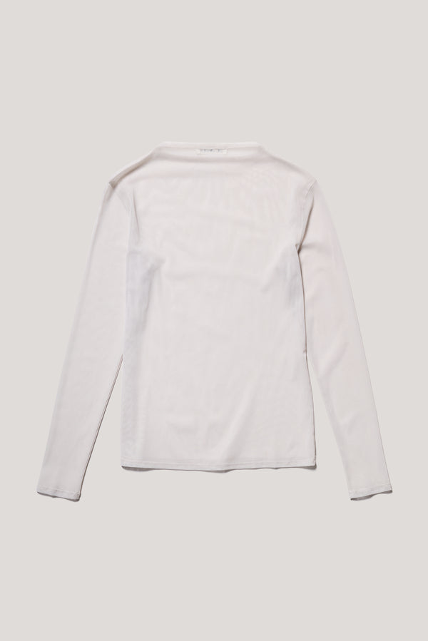Flat Back of the Bone Cream Exist Top in sheer Japanese power-mesh with a clean, fitted silhouette. 