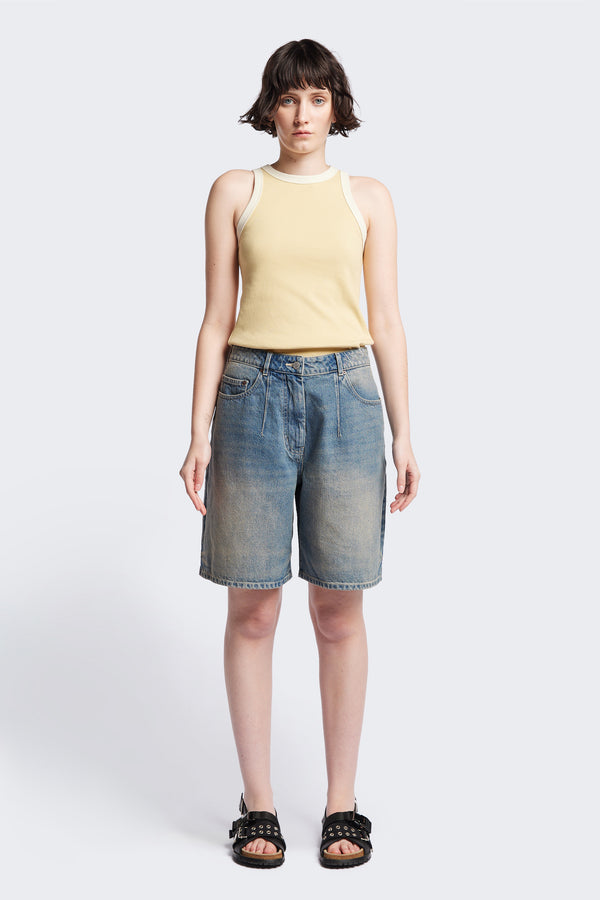 Front of Kloke Flux Racer Back Tank in Japanese ribbed cotton, featuring a slim fit and slight racer neckline, perfect for layering. Available in 5 sizes. 