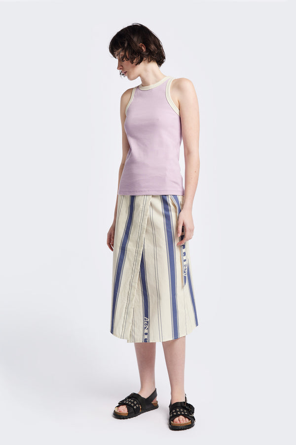 Front of Kloke Flux Racer Back Tank in Japanese ribbed cotton, featuring a slim fit and slight racer neckline, perfect for layering. Available in 5 sizes. 