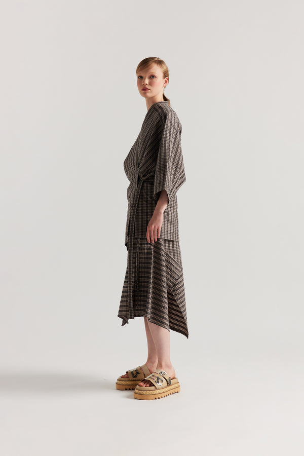 Glide Wrap Top Brown Check