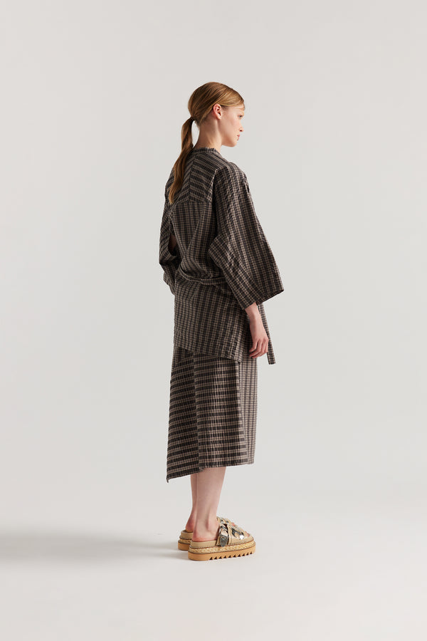 Hara Wrap Skirt Brown Check