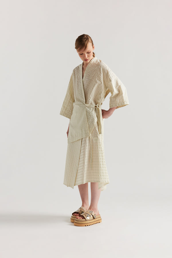 Hara Wrap Skirt Butter Check