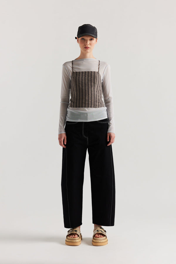 Invoke Strappy Singlet Brown Check