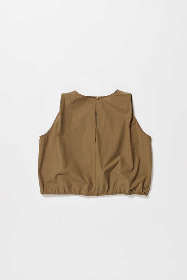 Flat back of the Lambent Top back view showing round neckline and keyhole button closure