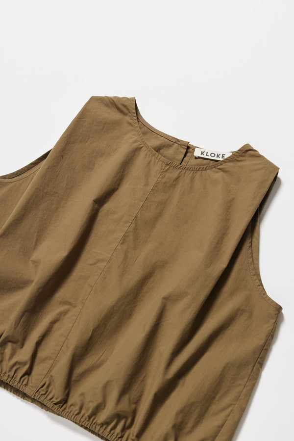 Detail of Lambent Top in white - shoulder tuck 