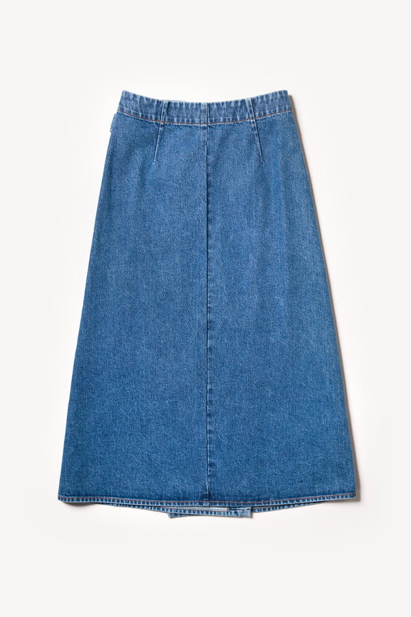Parity Denim Wrap Skirt Mid Wash Denim