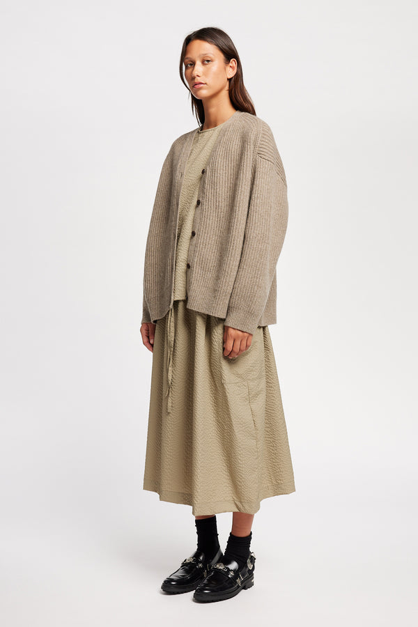Pause Ribbed Cardigan Taupe