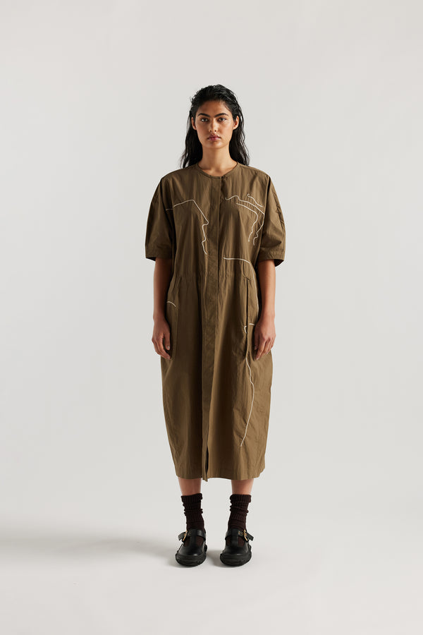 Pensive Embroidered Dress Olive