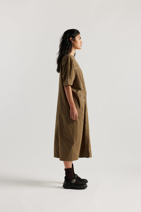 Pensive Embroidered Dress Olive