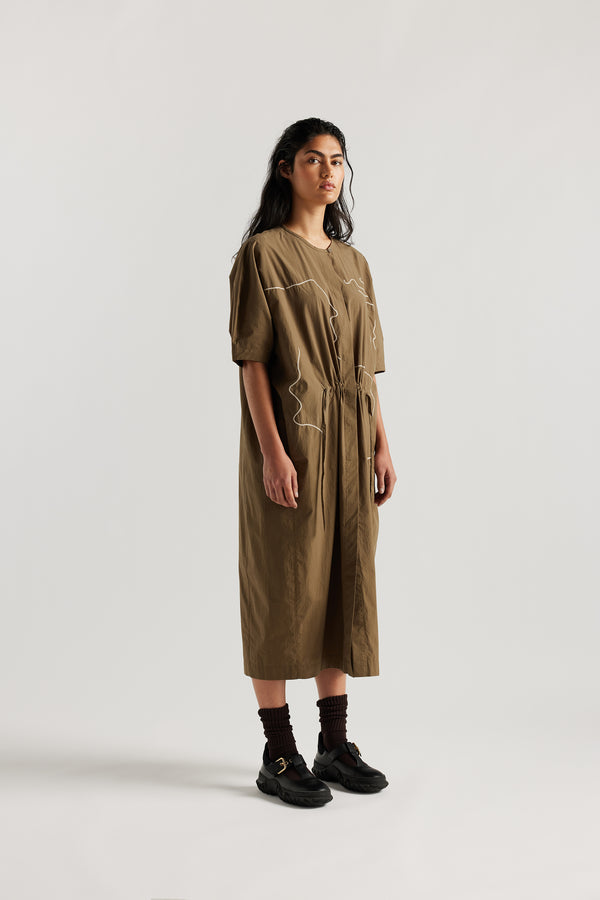 Pensive Embroidered Dress Olive
