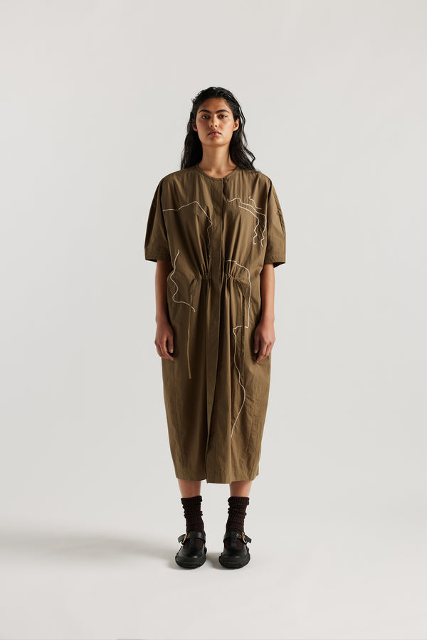 Pensive Embroidered Dress Olive