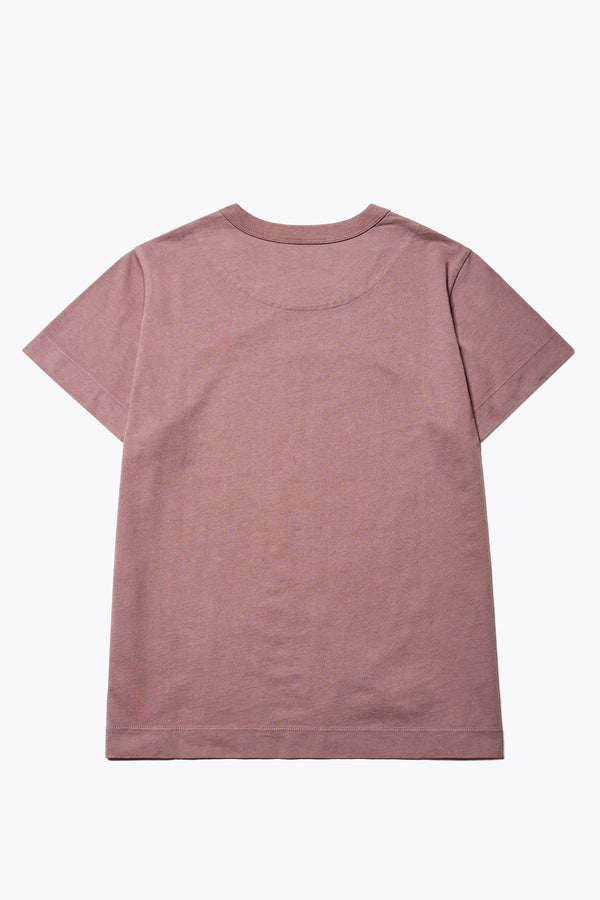 Back of The Pfutze Print T Shirt in Cocoa Brown. A classic t-shirt cut from a soft cotton jersey, with a thick rib neckline and straight hem. Available in 5 sizes. 