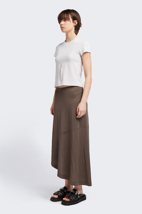 Front view of the Ride Short Sleeve top in Ice Blue. A crew neck jersey top in Japanese cotton stretch with cap sleeves.