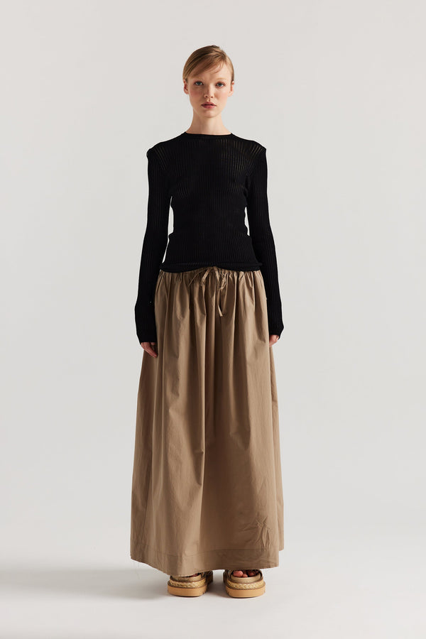 Tempo Gathered Skirt Taupe