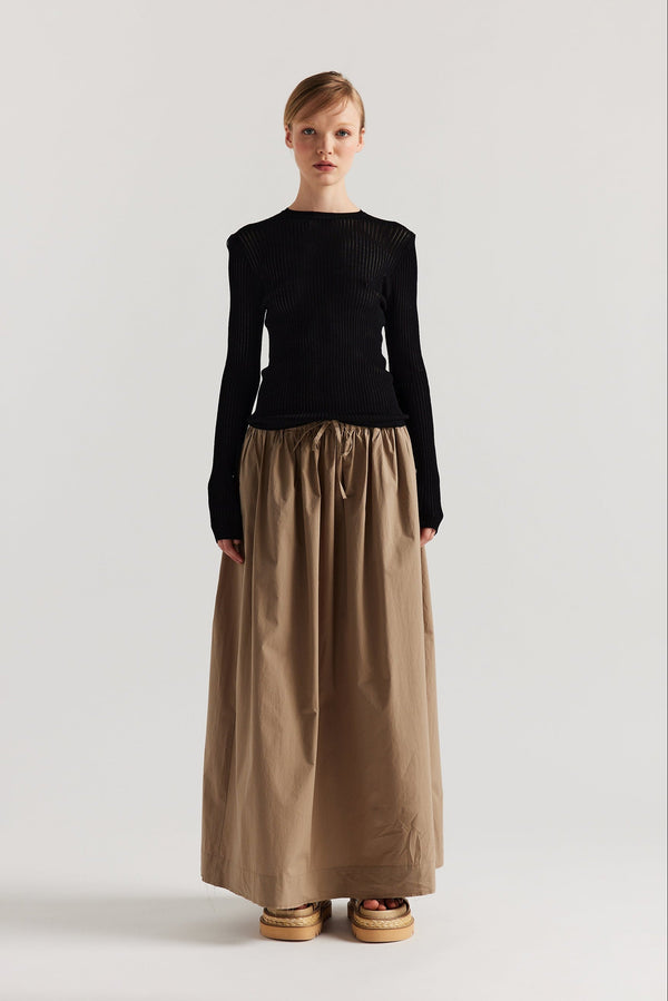 Tempo Gathered Skirt Taupe