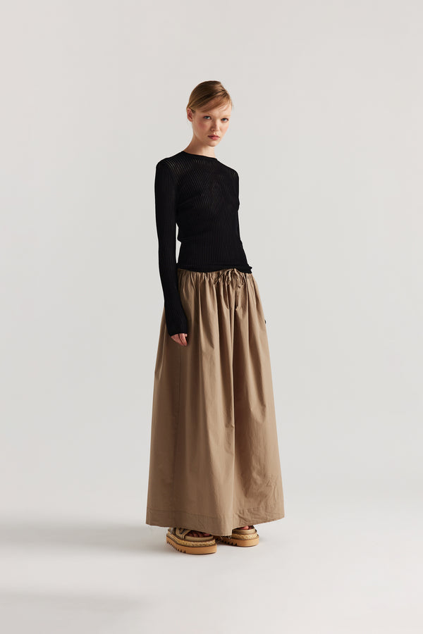 Tempo Gathered Skirt Taupe