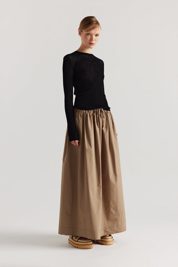 Tempo Gathered Skirt Taupe