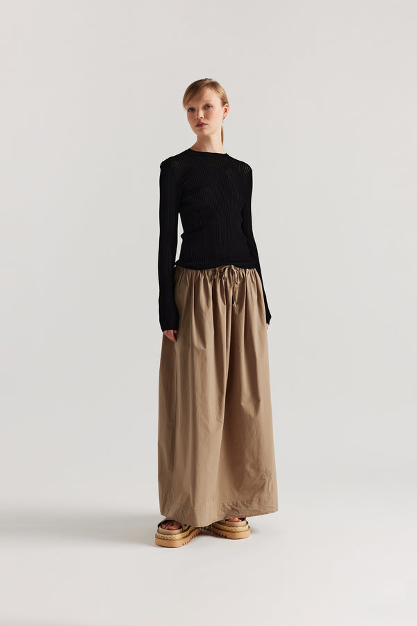 Tempo Gathered Skirt Taupe