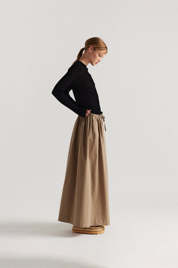 Tempo Gathered Skirt Taupe