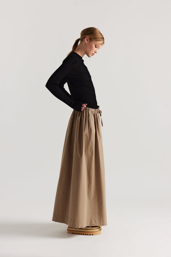 Tempo Gathered Skirt Taupe