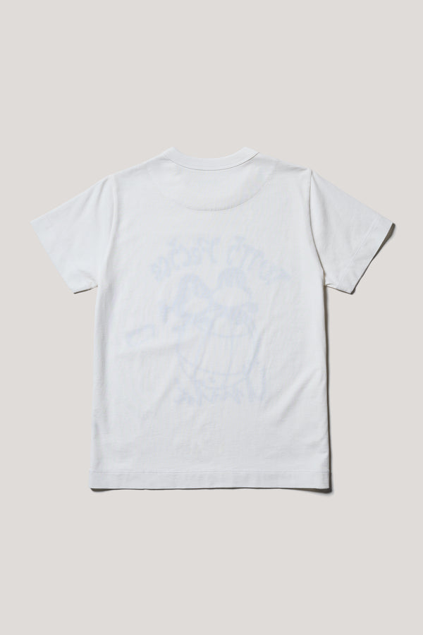 Flat back of the Off white Classic T-shirt in organic cotton jersey with Tutti Felice placement print