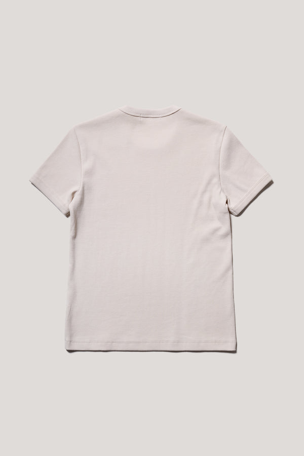 Flat Back of Veil slim-fit 70s-inspired ringer tee in Bone, Off White,  made from Japanese ribbed cotton.