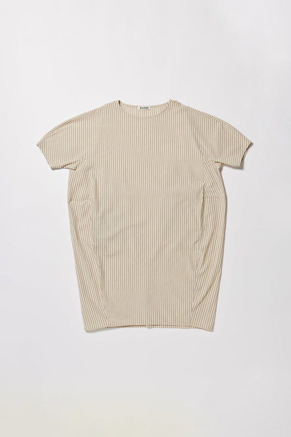 Yielding Dress Ecru Pin Stripe