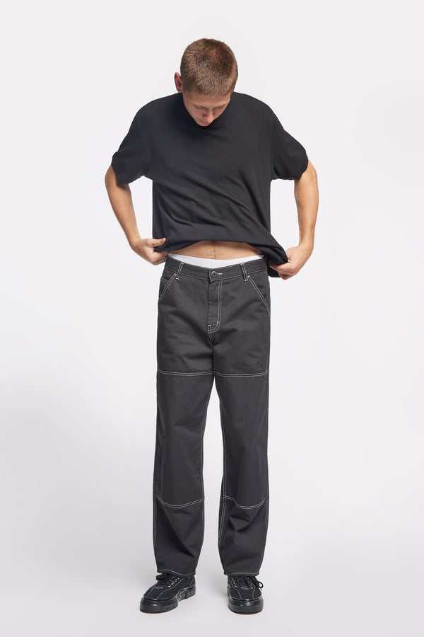 Hellos Panel Pant Black w/Ecru Top Stitch