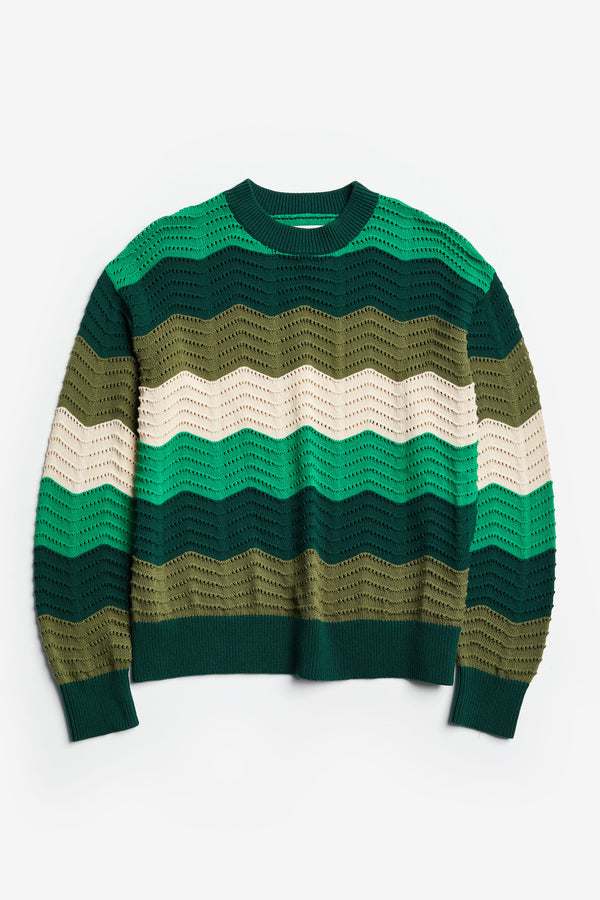 Ripple Sweater Green Wavy