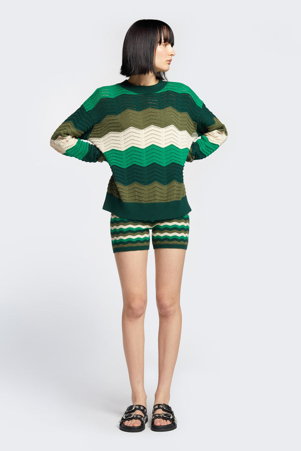 Ripple Sweater Green Wavy