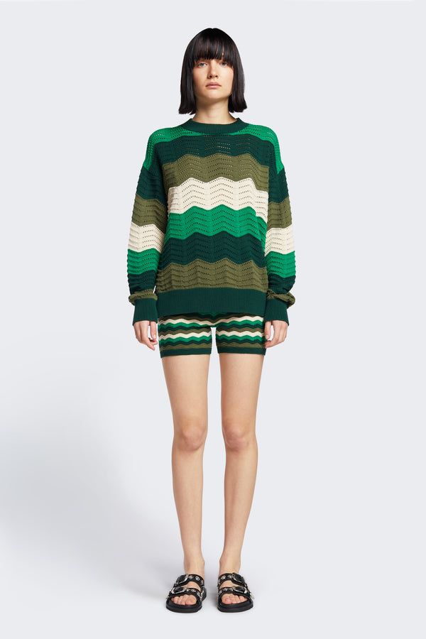 Ripple Sweater Green Wavy