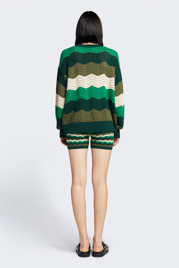 Ripple Sweater Green Wavy