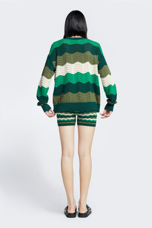 Ripple Sweater Green Wavy