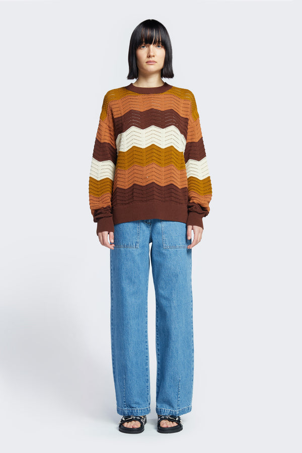 Ripple Sweater Brown Wavy