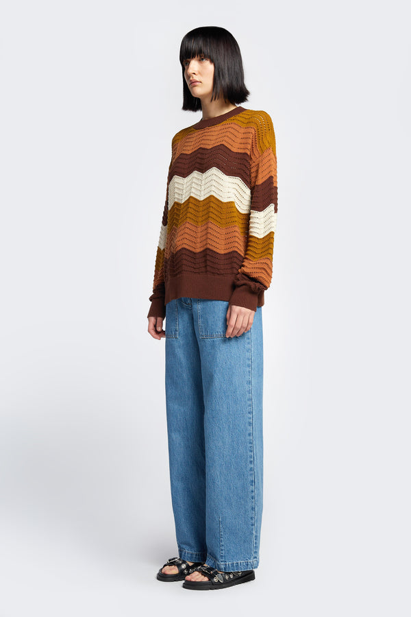 Ripple Sweater Brown Wavy