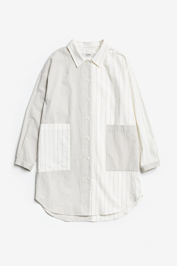 Artesian Long Shirt Spliced Stripe