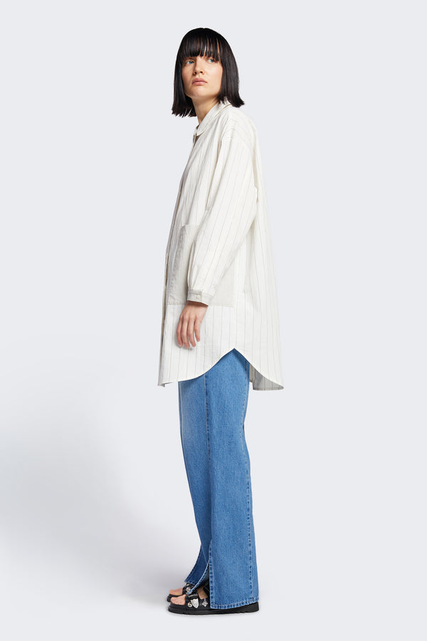 Artesian Long Shirt Spliced Stripe