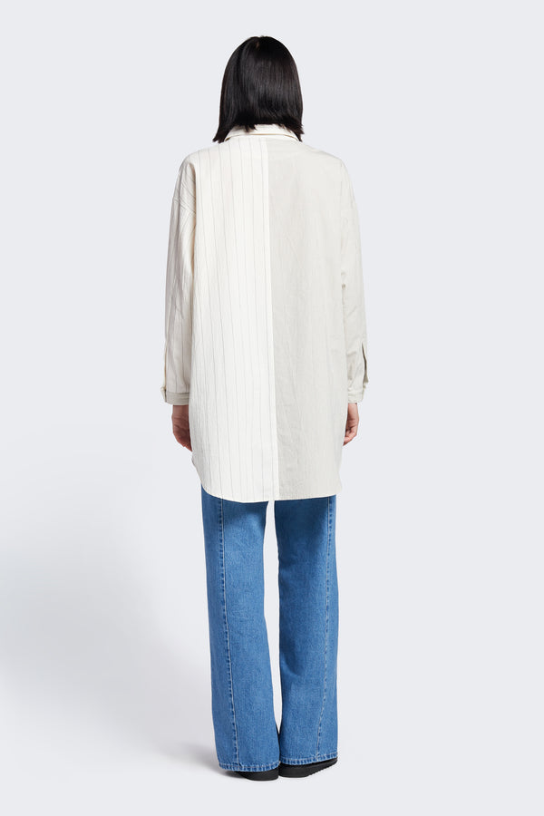 Artesian Long Shirt Spliced Stripe