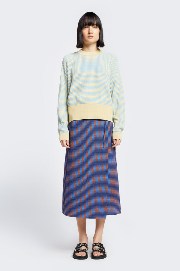 Dusk Knit Sweater Yellow Check