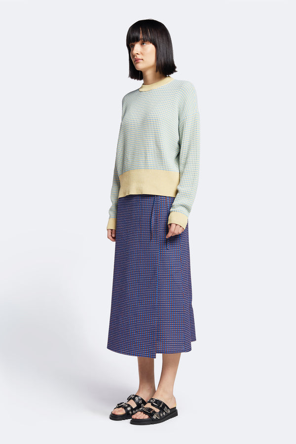 Dusk Knit Sweater Yellow Check