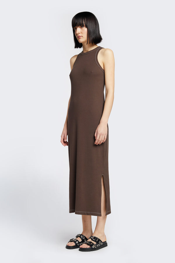 Spire Rib Dress Chocolate