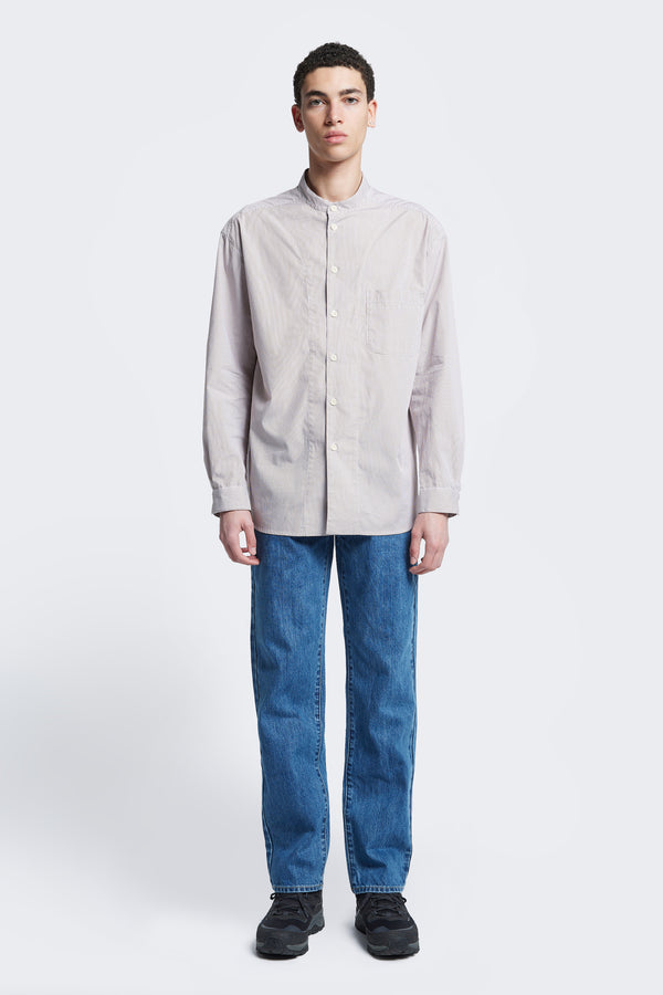 Santoria Shirt Ecru Fine Stripe