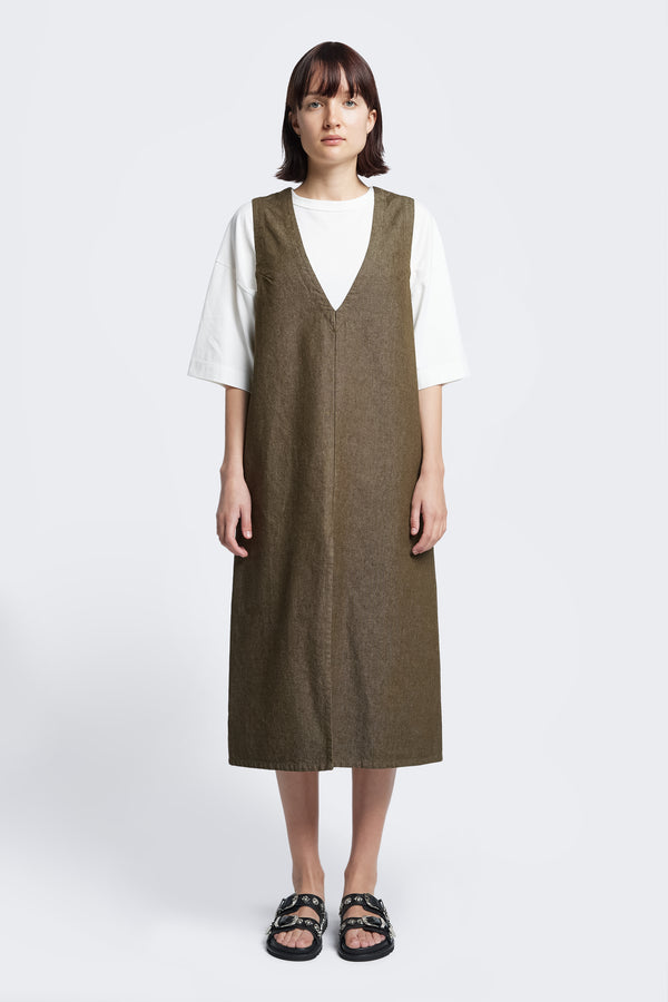 Pando Pinafore Olive Denim