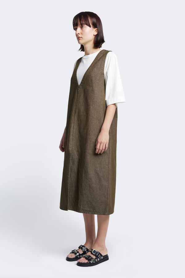 Pando Pinafore Olive Denim