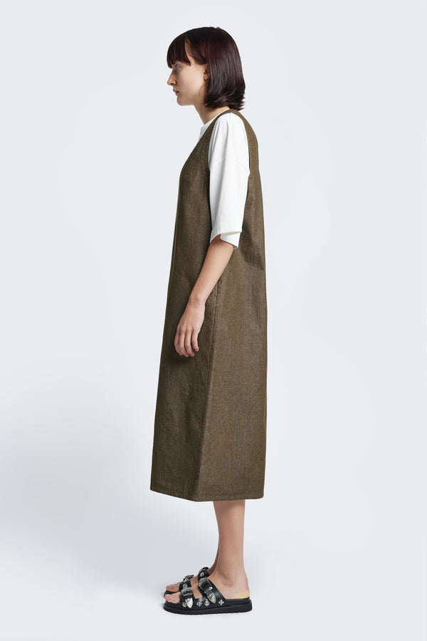 Pando Pinafore Olive Denim