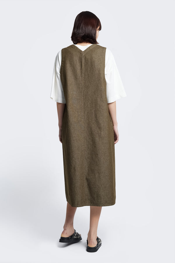 Pando Pinafore Olive Denim