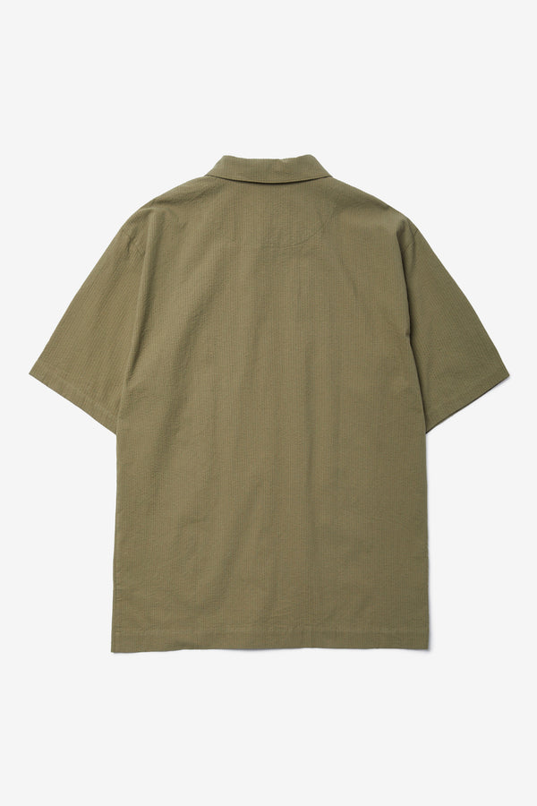 Map Seersucker Shirt Khaki