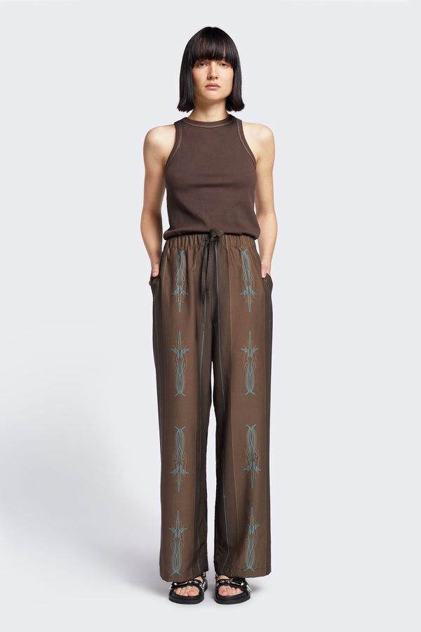 Selene Pant Brown Print