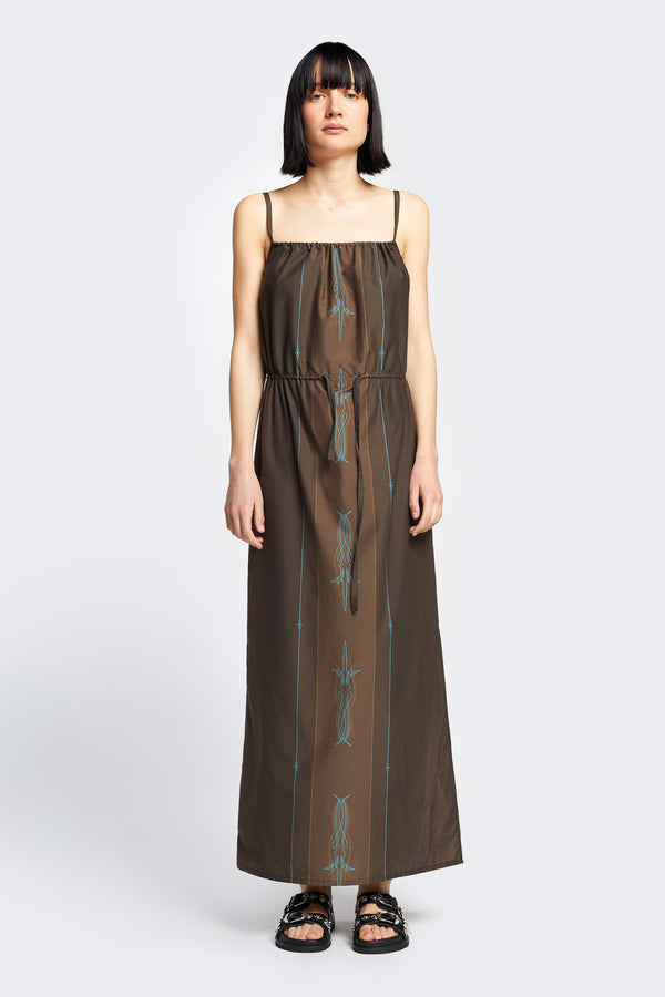 Cease Column Dress  Brown Print